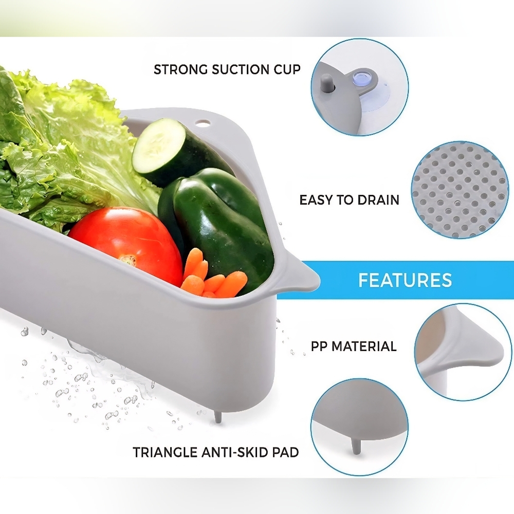 6-Pack Sink Corner Sponge Storage Basket, Triangle Gray Plastic Suction Cup NEW